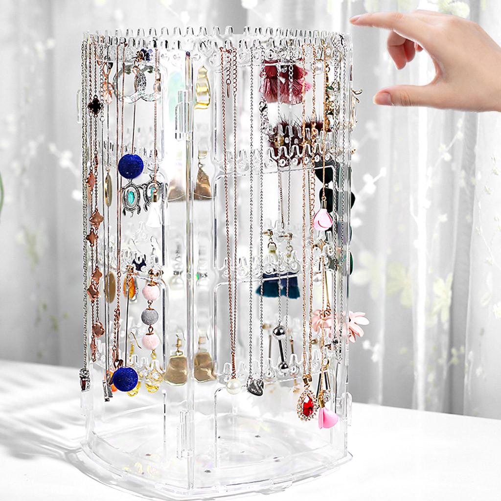 Earring And Jewelry Organizer 360-Degree Rotating 4 Tiers Jewelry Display Rack