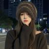 Autumn and winter warm, retro big head, big face, small plush pile hat girl