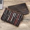 Crazy Horse Leather Pencil Case 12 Packs Handmade Magnetic Drawer Type Student Office Pen Storage Case