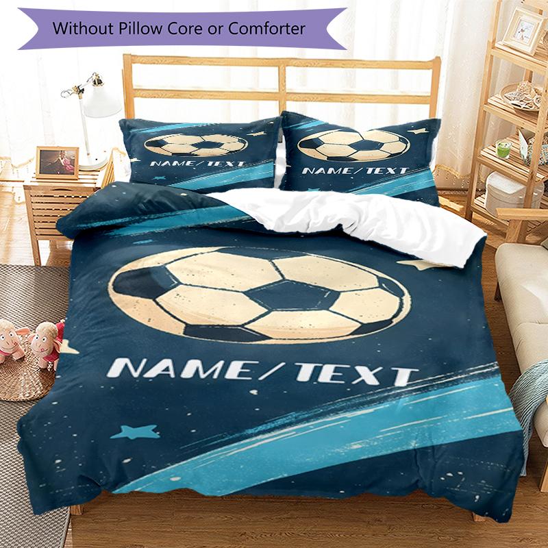 3PC Custom Name Soccer Ball Dreams Bedding Set Duvet Cover Closure Includes 1 Duvet Cover & 2 Pillowcases for Bedroom