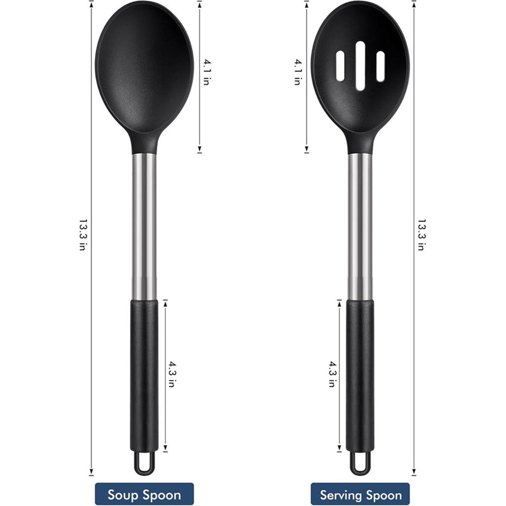 Heat Large Silicone Cooking Spoon Set, Nonstick Free Kitchen Utensils