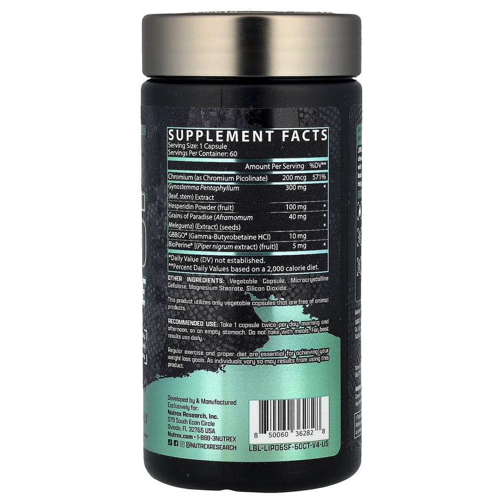 Lipo6®, Stimulant Free, 60 Capsules
