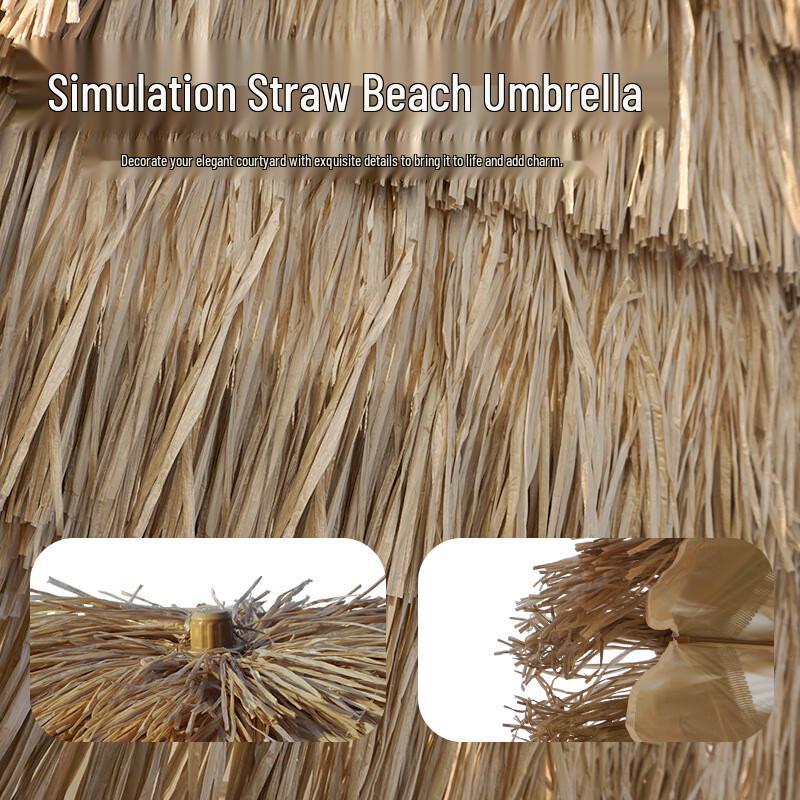 OEING Simulated Straw Beach & Outdoor Sunshade Umbrella