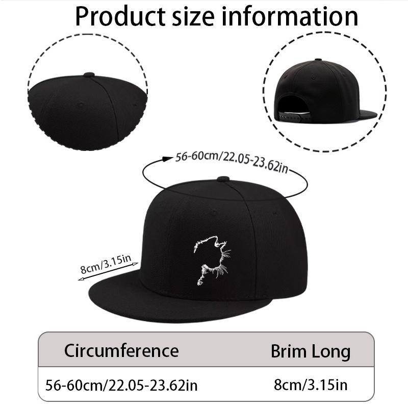 Simple Cat Print Design Flat Brim Hat Unisex Fashionable Outdoor Breathable Duck Bill Sports Hat