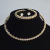 Gold & Silver Rhinestone Jewelry Set: Choker, Bracelet, Stud Earrings, & Necklace