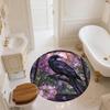 Flower Crow,Round Area Rug,Carpet Rug for Living Room Bedroom Sofa Playroom Decor,Non-slip Floor Mat