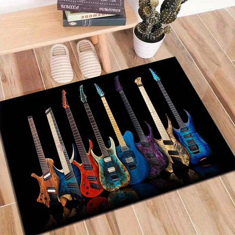 

Polyester Guitar Print Decorative Rug - Non-Slip, Sound-Absorbent Carpet Chair Mat for Living Room, Bedroom - Durable, High-Density Crystal 60cm x 90cm
