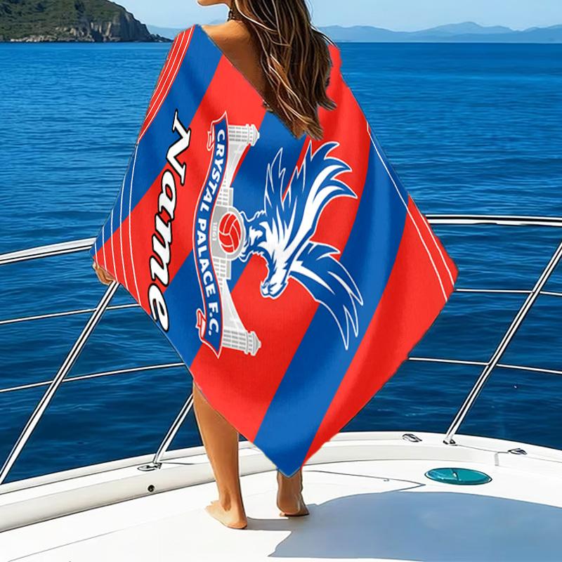 1PC Custom Name Beach Towel Crystal Crest Beach Towel, Suitable for Camping, Travel, Beach Accessories, Super Absorbent, Family Gift