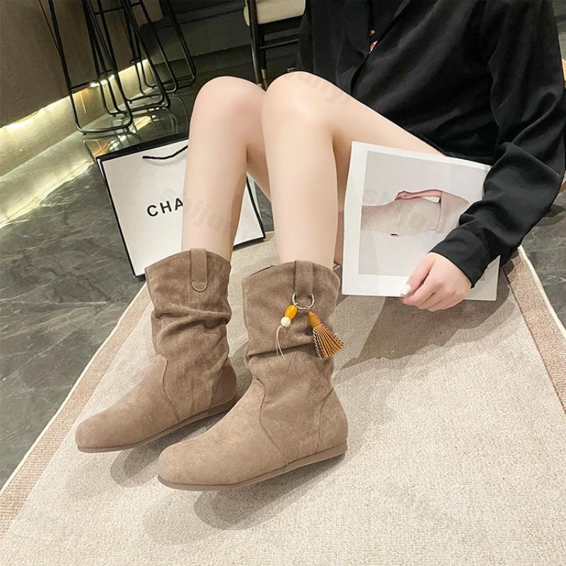 Fashion Women Vintage Short Boots 2025 Autumn Winter New Round Toe Fashion Casual Flats Comfortable Outdoor Non Slip Frosted Suede Boots