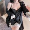 Ice Silk Sexy Camisole and Robe Set - Women's Summer Nightwear
