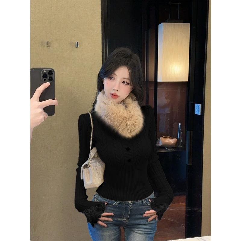 Autumn Winter Round Neck Vintage Slim Waist Sweater Women Casual Fashion All-match Pullover Knitting Top