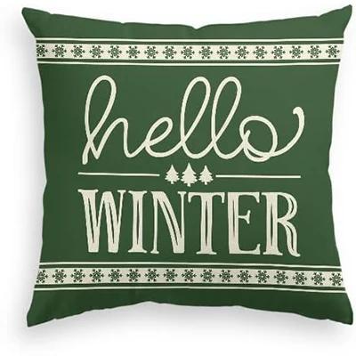Merry Christmas Tree Motto Green Pillow Cover Cushion Cover Sofa Decoration Pillowcase 50*50 Decor
