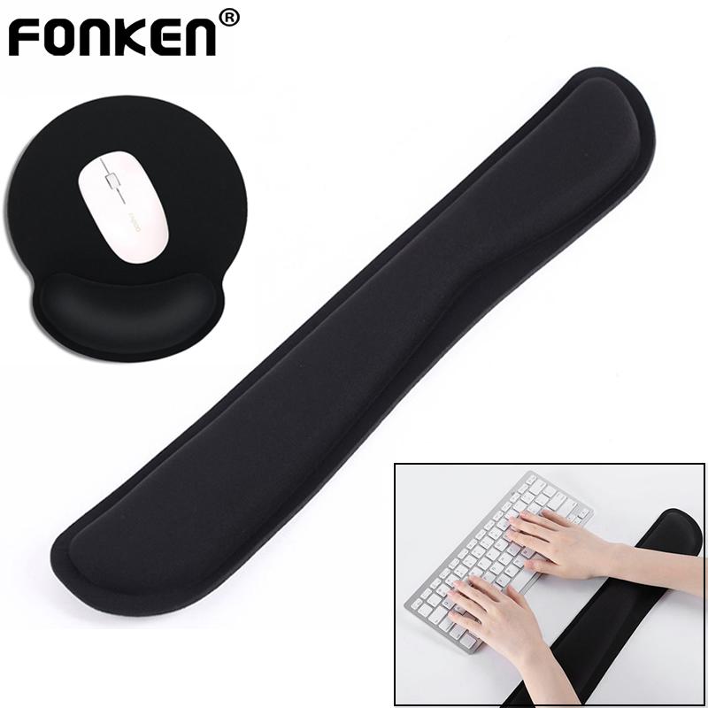 

Подставка для клавиатуры Fonken, подставка для запястья, подставка для запястья, коврик для мыши, пена с эффектом памяти, прочный удобный коврик для мыши из сверхтонкого волокна Keyboard Wrist Rest Pad чёрный