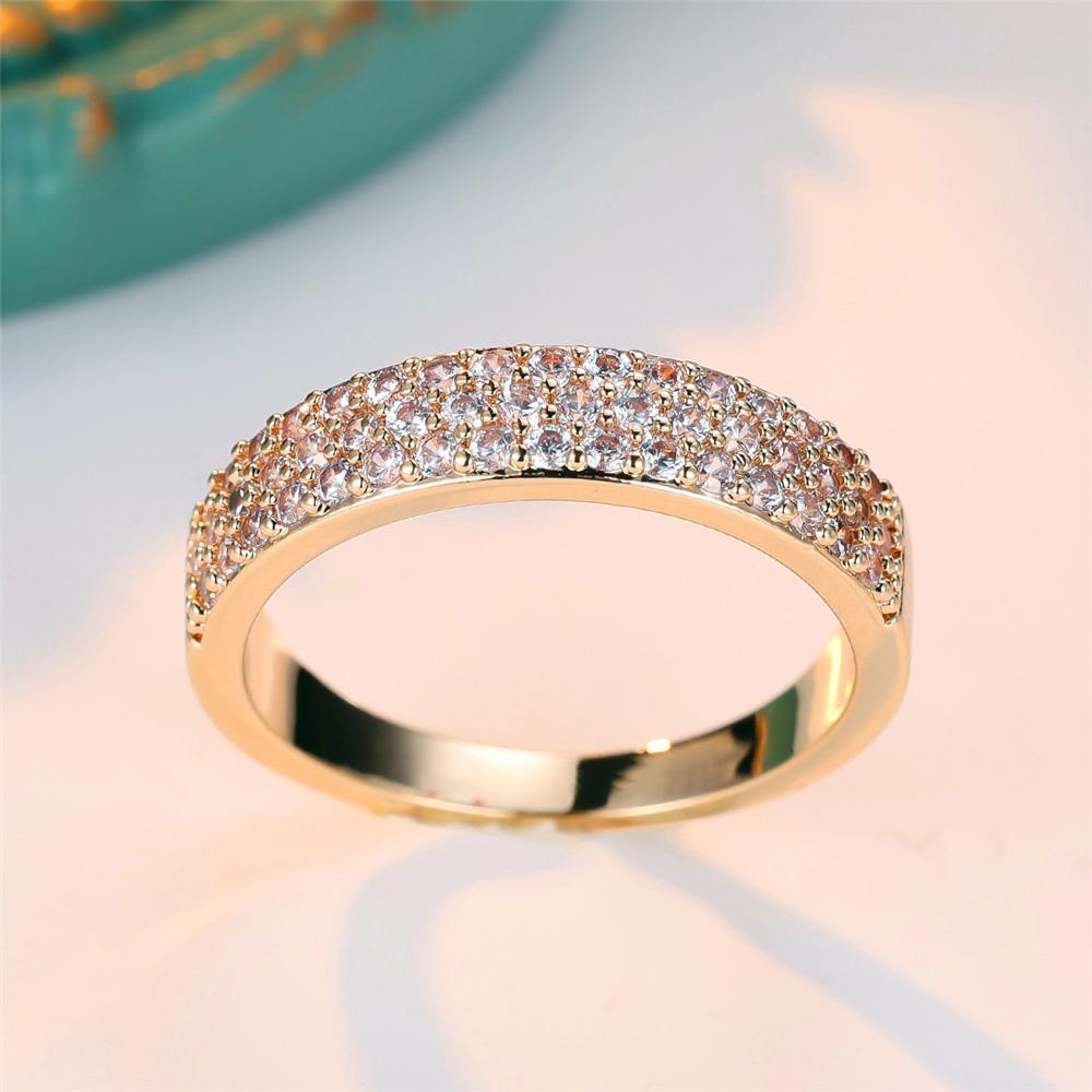 Trendy White Zircon Crystal Vintage Gold Color Wedding Bands Engagement Rings For Women Men Minimalist Jewelry