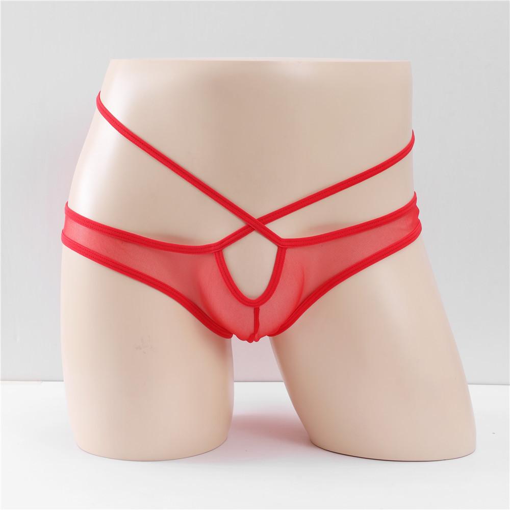 Men Hole In Front Thongs Lingerie Men'S Bulge Enhancing Thong G-String Underwear Pouch Mesh See Through Underwear Hollow Panties