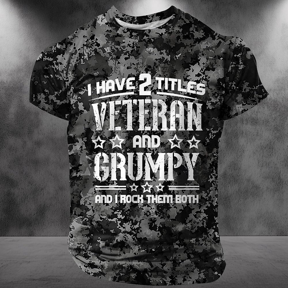 Men's Camo Camouflage 3D T-shirt Fashion Cool Veteran Sport T Shirt Casual Personality Outdoor Short Sleeve Tops Summer Clothing