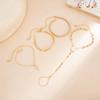 Salircon 4 Pcs/Set Vintage Gold Color Jesus Cross Pendant Bracelet for Women Creative Y-Shape Finger Chain Charm Bangles Jewelry