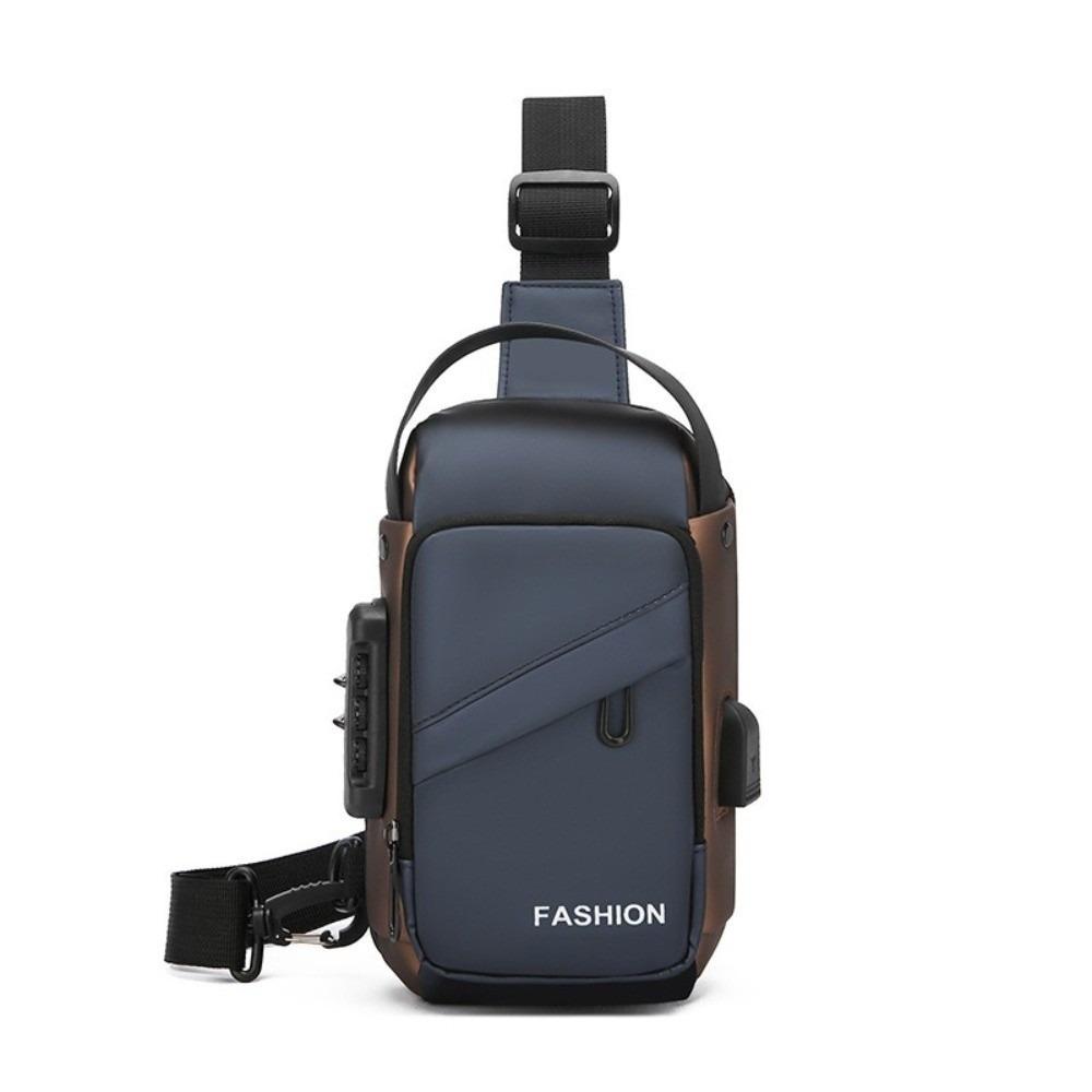 Anti-theft Men's Chest Bag USB Charging Port Shoulder Crossbody Bag Password Sling Bag  Travel