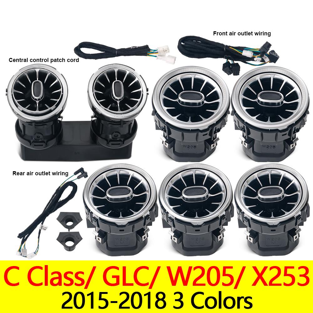 For Mercedes Benz W205 X253 GLC 15-18 3 Color Turbine Vents Ambient Light 4D Rotating Tweeter Speaker Lamp LHD Copilot LED Strip