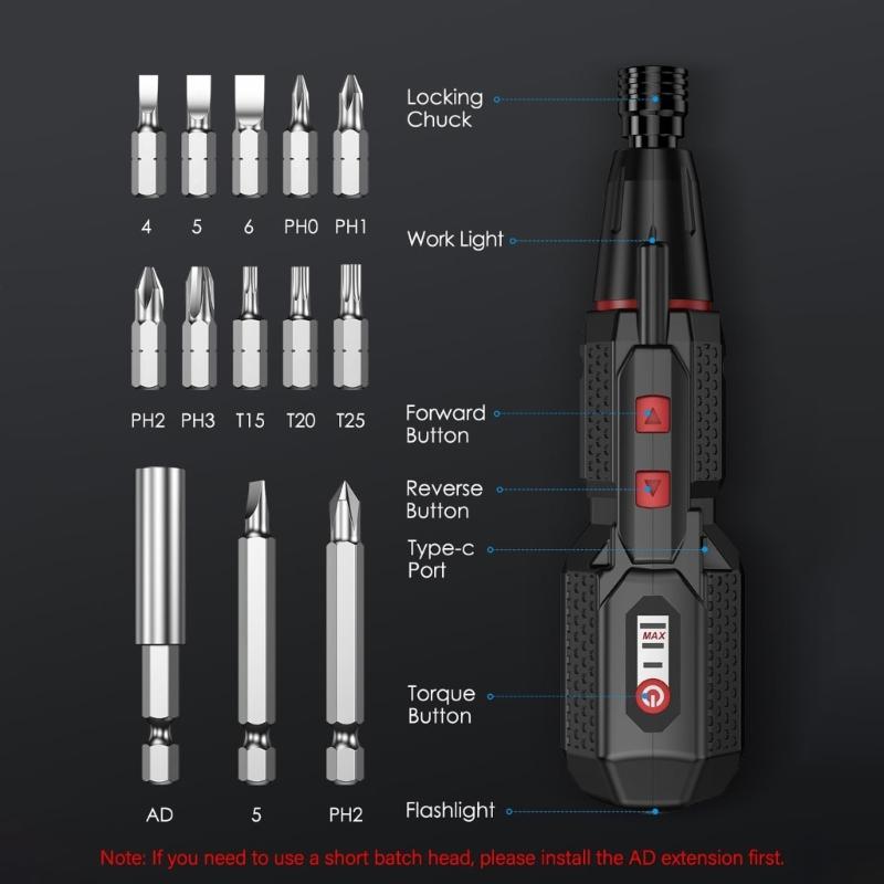 4.2V Cordless Electric Screwdriver Kit With Manual Mode Builts in 1600mAh Battery For Computer Assembly Repairs Tool