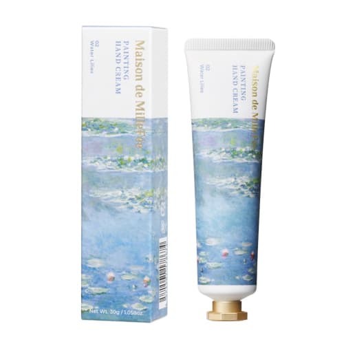 

Maison de MilleFe Painting Hand Cream 02 Water Lily, Non-sticky, Moisturizing, Smooth, Perfume-Grade Scent with Vanilla, Sandalwood, and Lemon, Popul