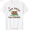San Diego California Beach Flag Bear Surf CA Vintage T Shirt  Vintage Washed Graphic Versatile Soft Unisex Slightly Homme