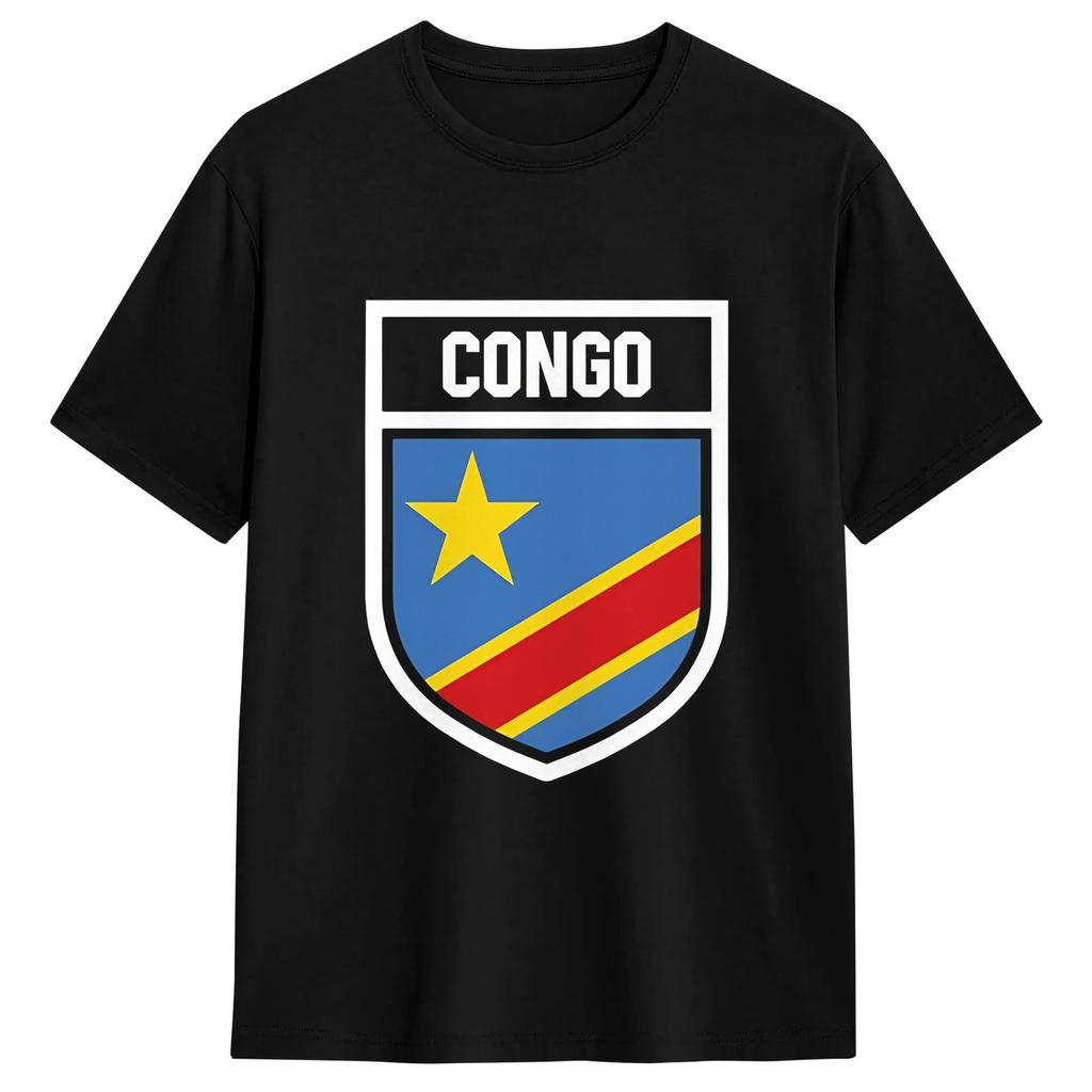 Fashion Congo Flag TShirts Unisex Round Collar Pure Cotton T Shirt Short Sleeve Tee Shirt 6XL Tops
