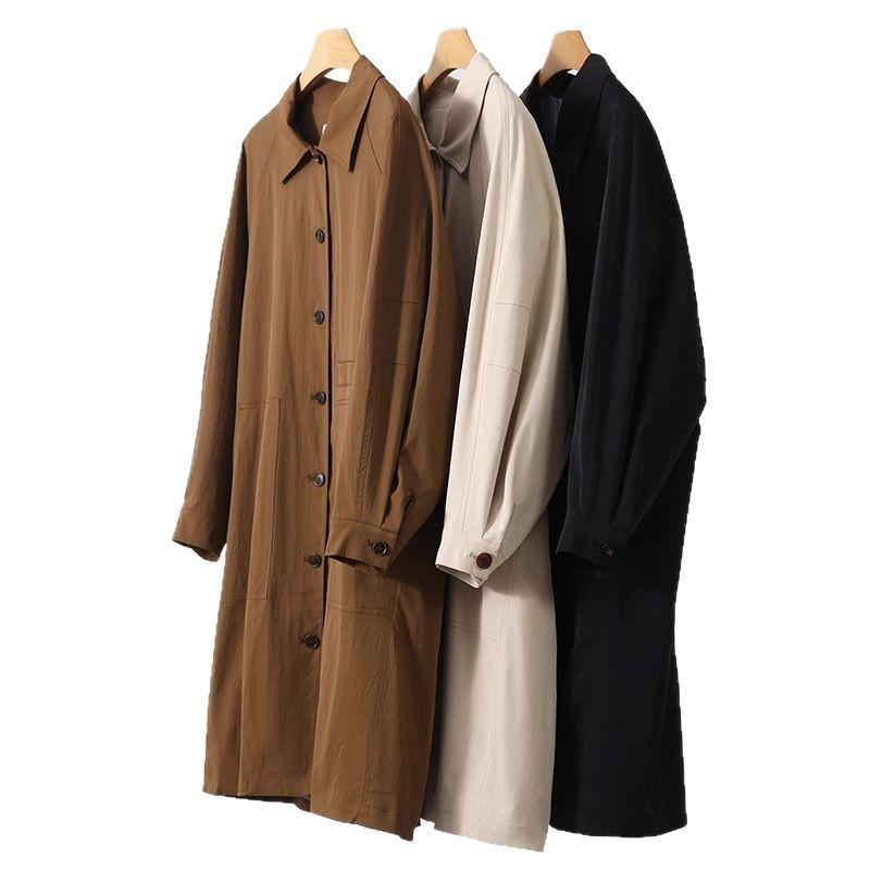 Classic Long-staple Cotton-blend Trench Coat Loose Lapel Mid-length High-end Spring and Autumn Women's Clothing Women's Coat