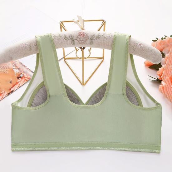 Mid-aged Women Sports Shoulder Strap Front Print Wireless Button Closure Floral Bra Elastic Good Breathability Shockproof