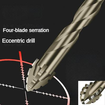 4pcs Carbide Drill Bits Are Highly Efficient And Wear-Resistant, Four-Edged Serrated Eccentric Drill Bits for Dry Drilling of Ceramic Tiles