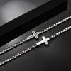 Classic Zircon Cross Bracelets for Men, Stainless Steel Chain Wristband, Stylish Religious Jewelry Gift for Dad Father Husband