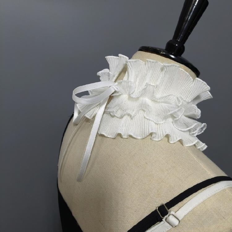 Ruffle Trim Lace Faux Collar Decorative Collar for Blouse Skirt Removable False Neck Ruff Adjustable and All Matching