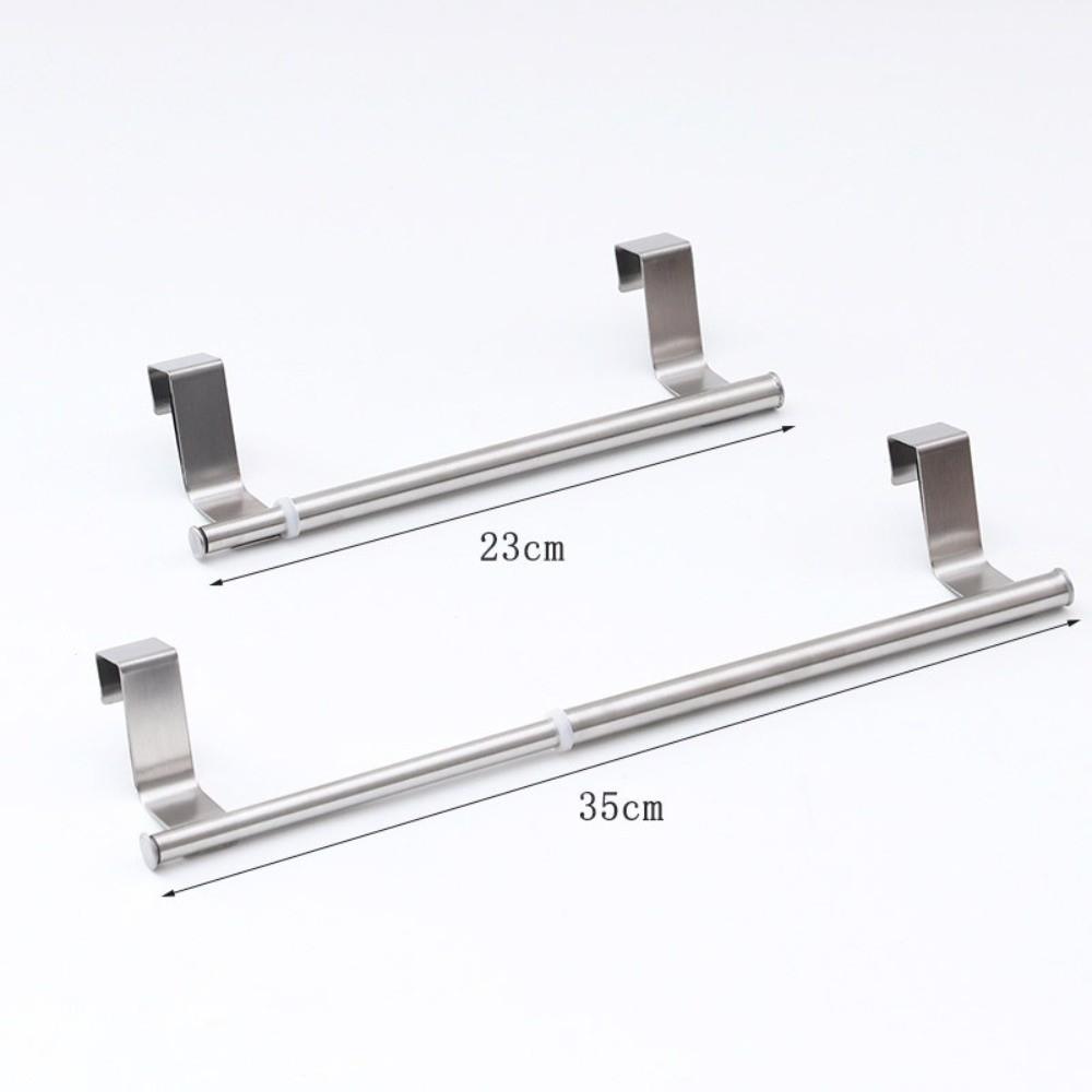 Hanging Rod 23-35cm Retractable Towel Rack Single Bar No-Drill Stainless Steel Rack Wall-Mounted Towel Rod Kitchen Organizer