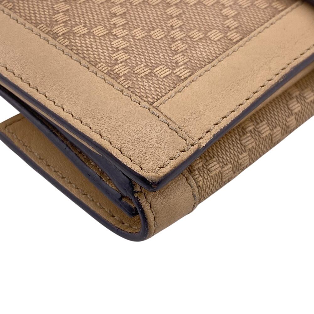 Gucci 231839 W Hook Wallet  Diamante Leather Purse Beige Leather Women Used