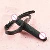 Strap-On Dildo Gag Silikon Munn Parspill Bondage Justerbar Dobbel Dildo