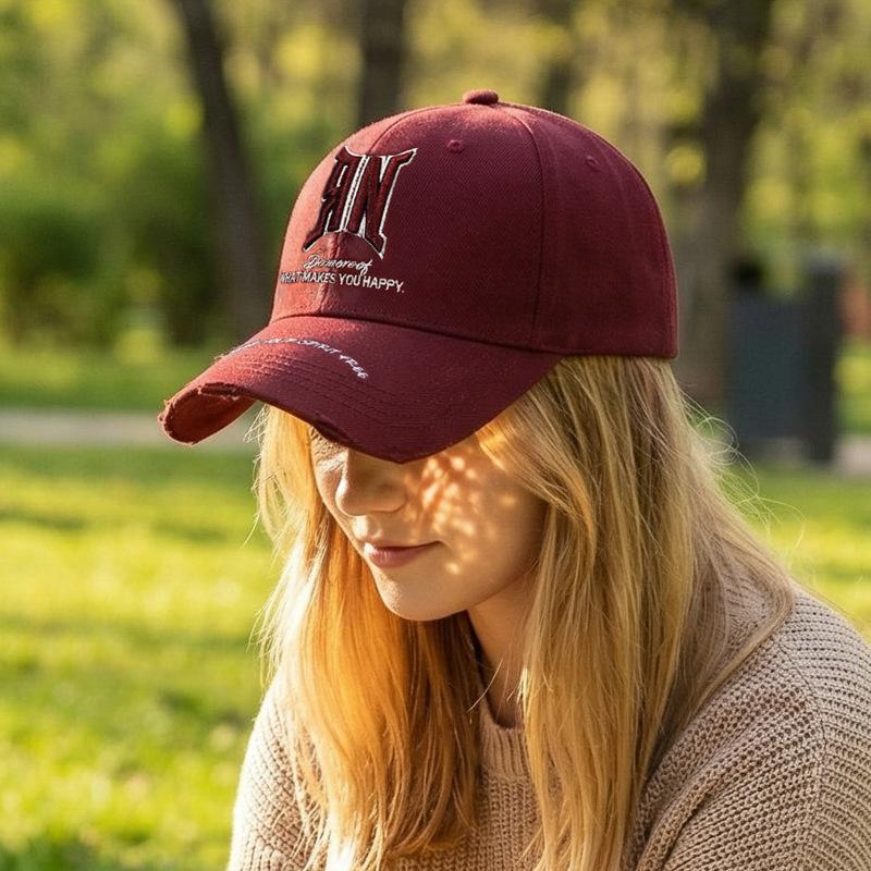 Hole Embroidered Letter Baseball Cap Unisex Sunshade Hat Outdoor Cap