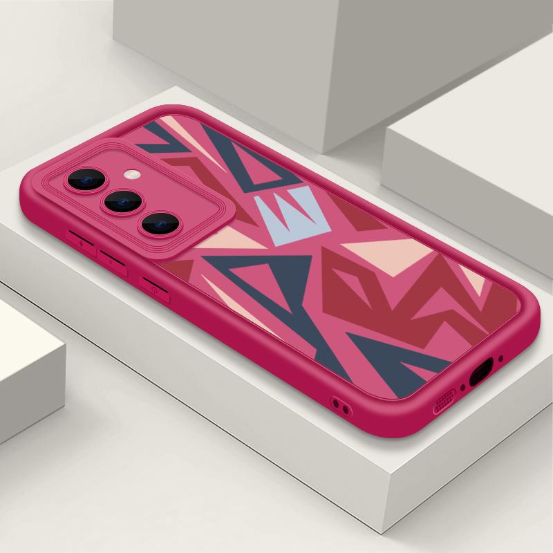 Geometrický Vzor Nárazuvzdorné TPU Pouzdro Pro Samsung S25 Ultra S24 FE S23 A56 A36 A16 A15 A55 A35 Matná Ochrana Objektivu Měkký Silikonový Kryt na Telefon