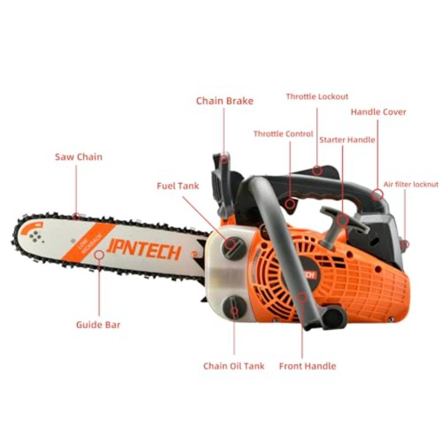 25.4cc 2-Cycle Gas Chainsaw 12 Inch Top Handle Chainsaw Petrol Handheld Cordless Portable Gas Powered Chain Saw for Tree Cuttin