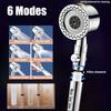 6 Modes High Pressure Shower Head ABS Water Saving Filter Showerhead Fall Resistance Bath Shower Nozzle Set with Stop Button