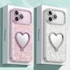 Heart Mirror Phone Case for For Iphone 17 Air 14 1 16 11 12 13 Pro Max Plus 3D Diamond Len Camera Shockproof Protector Cover