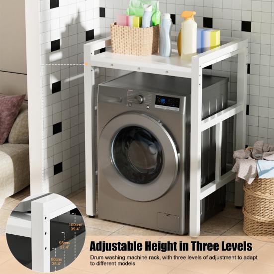 Washing Machine Shelf, Over The Washer Storage Shelf, Height-Adjustable Dryer Stand, Storage Rack Over the Washing Machine, Load Capacity 250 Kg