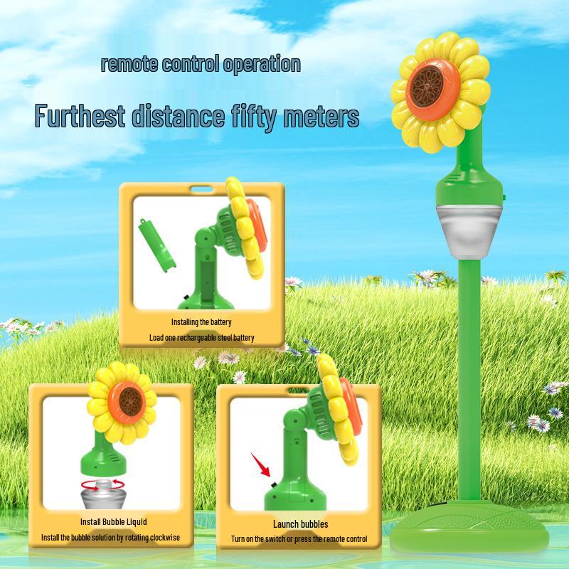 Sunflower Bubble Blaster: Remote Control Sound & Light Toy for Weddings, Birthdays, Camping, Outdoor Events