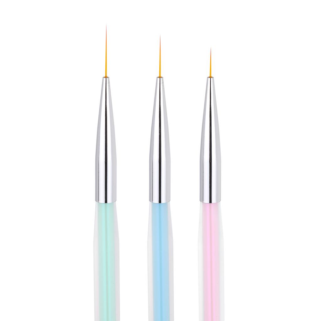3 Piece Nail Art Brush Set. Clear Color