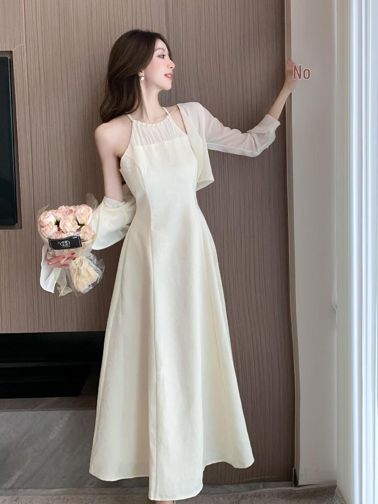 Spring Fairy-Style Sweet Slim Fit Cardigan & Dress Set