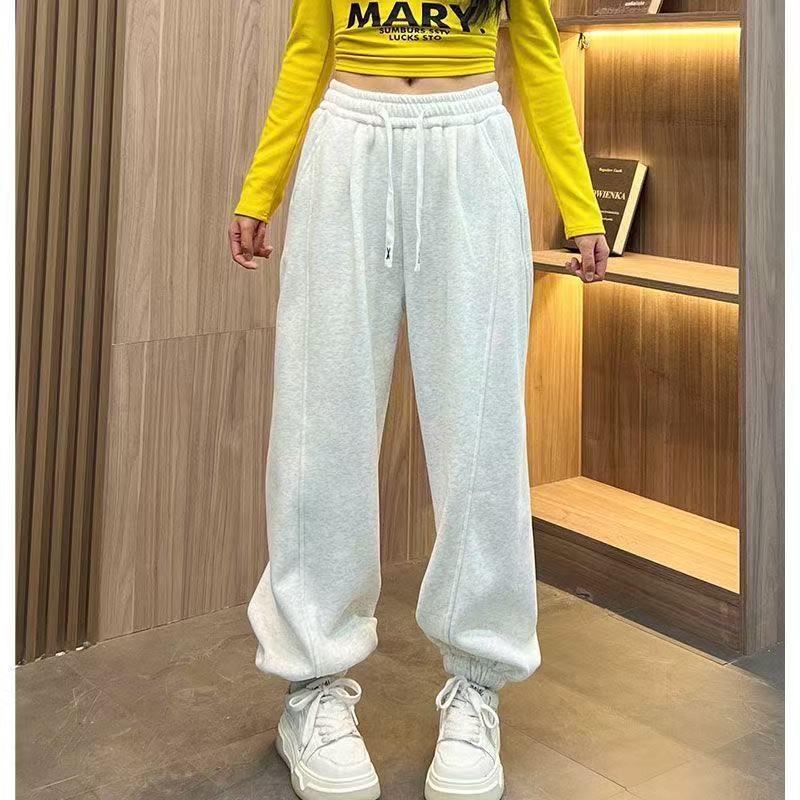 

Women s Yellow Elastic Waist Slimming Cuffed Sweatpants - 2025 Spring/Autumn Casual Style M (90-105 jin)