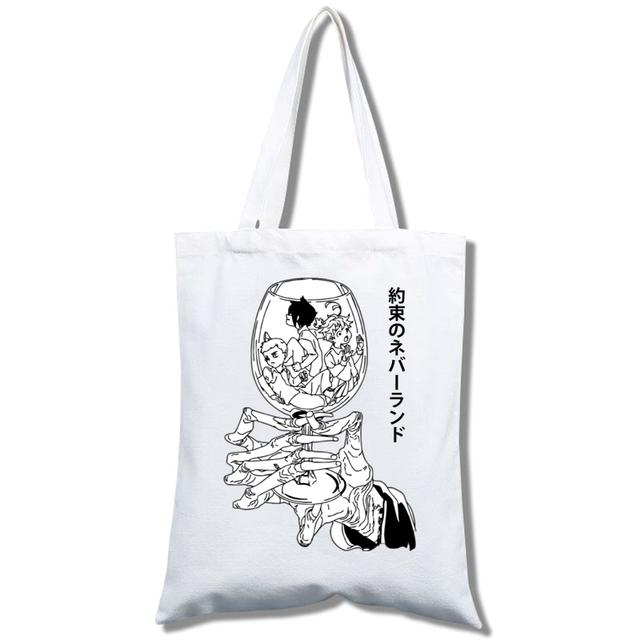 Fashion Anime The Promised Neverland  Men Women Reusable Shopping Bag Cartoon Print Eco-Friendly Canvas Tote Bag