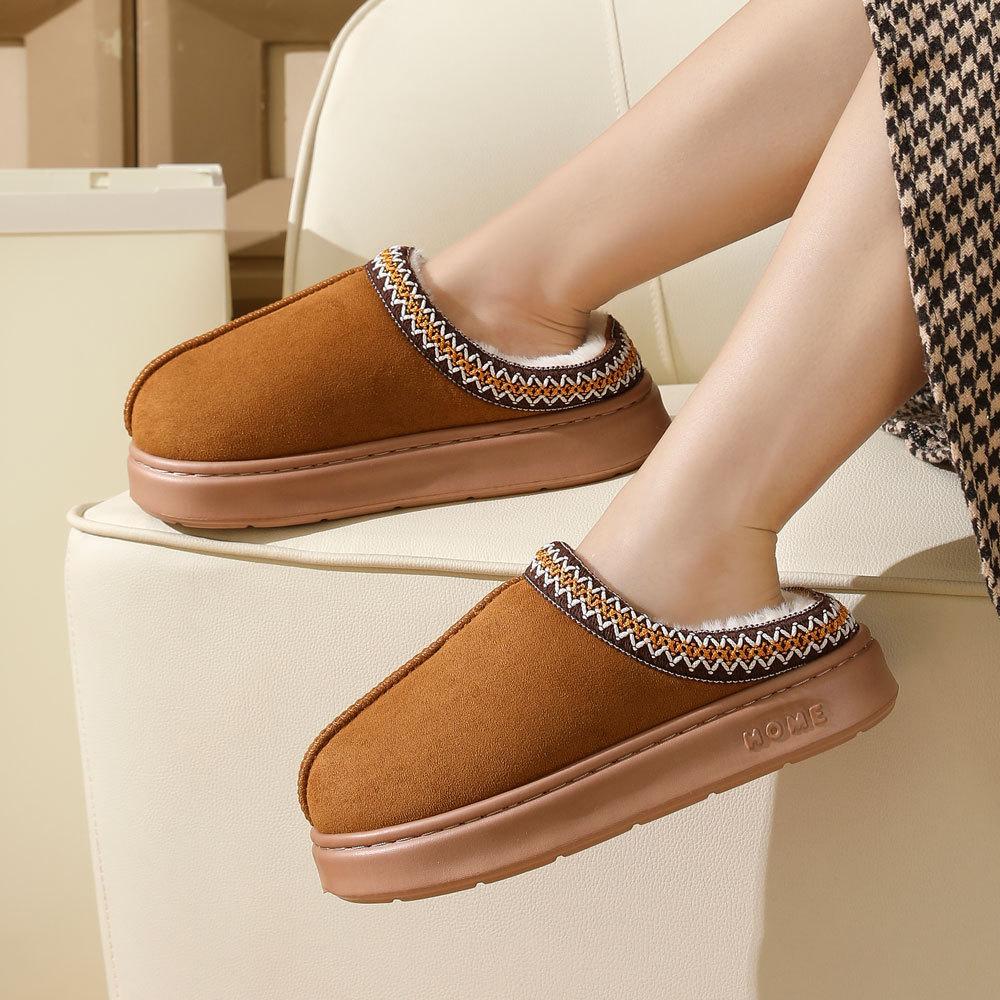 New autumn and winter lace fashion cotton slippers household couple indoor and outdoor warm cotton slippers