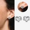 Authentic 925 Silver Cherry Blossom Bow Heart Hoop Stud Drop Earrings plata de ley Jewelry DIY Birthday Gift Original