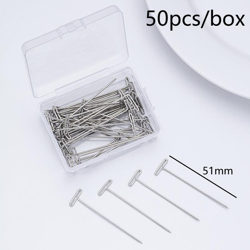 Diy Wig Securing Pins, T-Shaped Pins, Suitable For Knitting, Wigs, Sewing And Office Wall Decoration - 50-Piece Pack