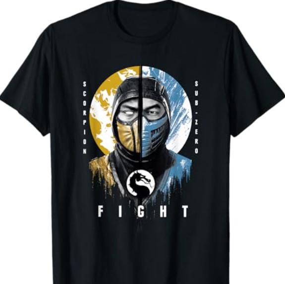 Mortal Kombat Klassic Scorpion Vs Sub-Zero Fight Portrait T-Shirt S